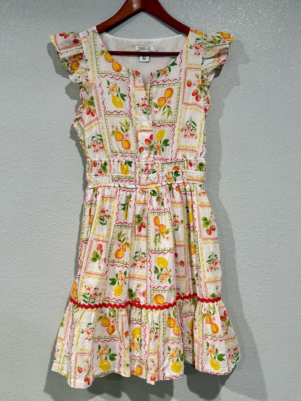 Rachel Zoe Women’s Fruit Tile Print Summer Dress - White, Yellow, Green, Red